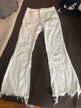 Vervet 25 White Frayed Hem kick Flare Jeans